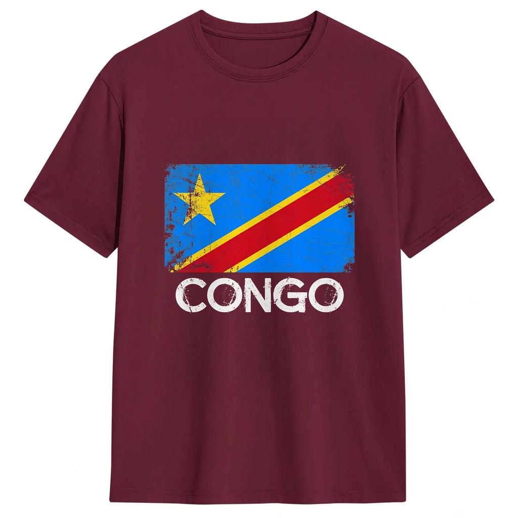 Congo Flag Unisexs T Shirts Crazy Tees Short Sleeve Crew Neck Tshirt 100 Cotton 6xl Clothing
