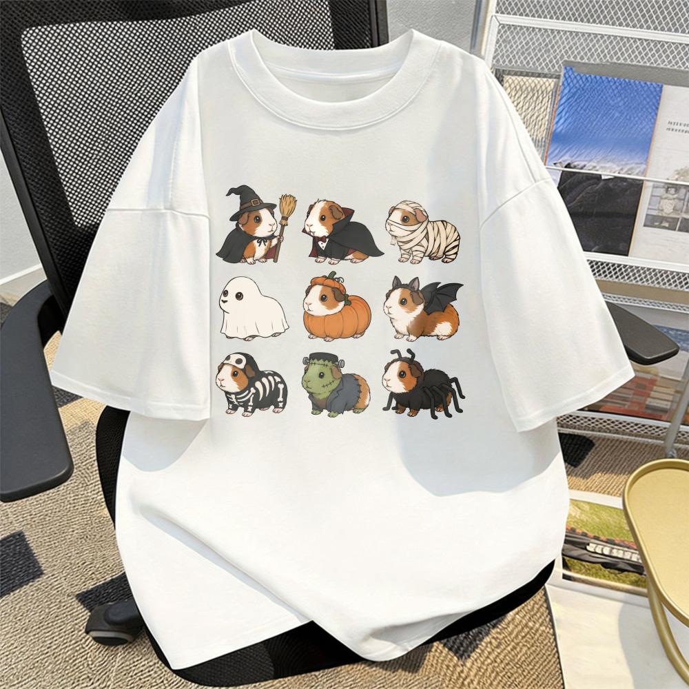 Funny Halloween Guinea Pig Shirt Cute Gifts Guinea Pig Mom Tshirt Guinea Owner Gifts Cute Ghost Pumpkin Vampire Pet Tops