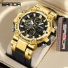 SANDA 3369 Luxury Fashion Men's Electronic Watch Sport Multi Functional Waterproof Night Light Men's Electronic Watch