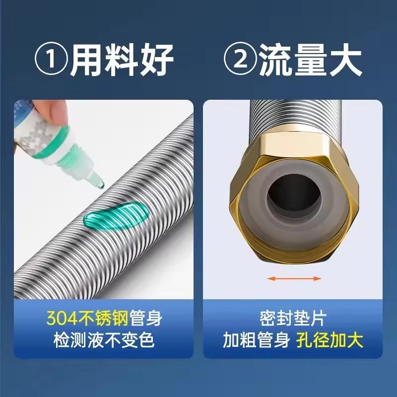 304 Stainless Steel 20-200cm Corrugated Pipe 1/2" BSP For Bathroom Water Heater Hose And Toilet Woven Explosion-Proof Water Pipe