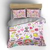 Fun Pink Doodles Pattern Bedding Duvet Cover Set  (1*Duvet Cover 2*Pillowcases, Without Duvet Insert)