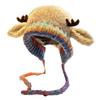 Plush Cute Reindeer Hat 2-in-1 Bag Antler Multifunctional Hats Comfortable Wear, High - Yarn,for Women(53-58cm)