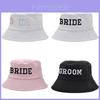 Bride Embroidered Fisherman Hat For Summer Sun Protection With Wide Brim