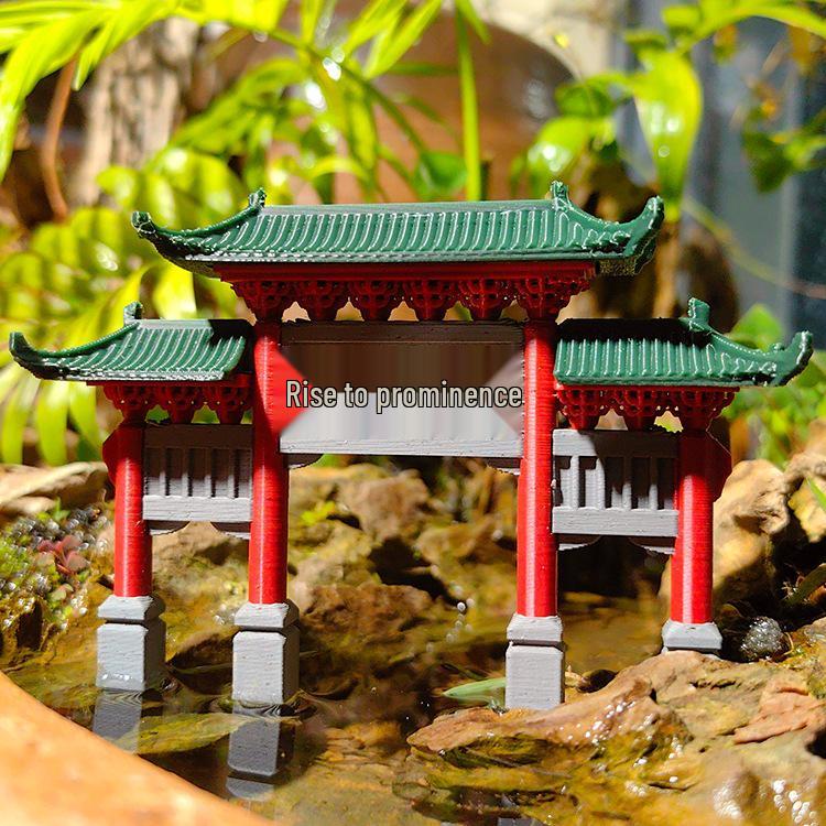 Ancient Chinese Paifang Rockery Bonsai Micro Landscape Ornaments