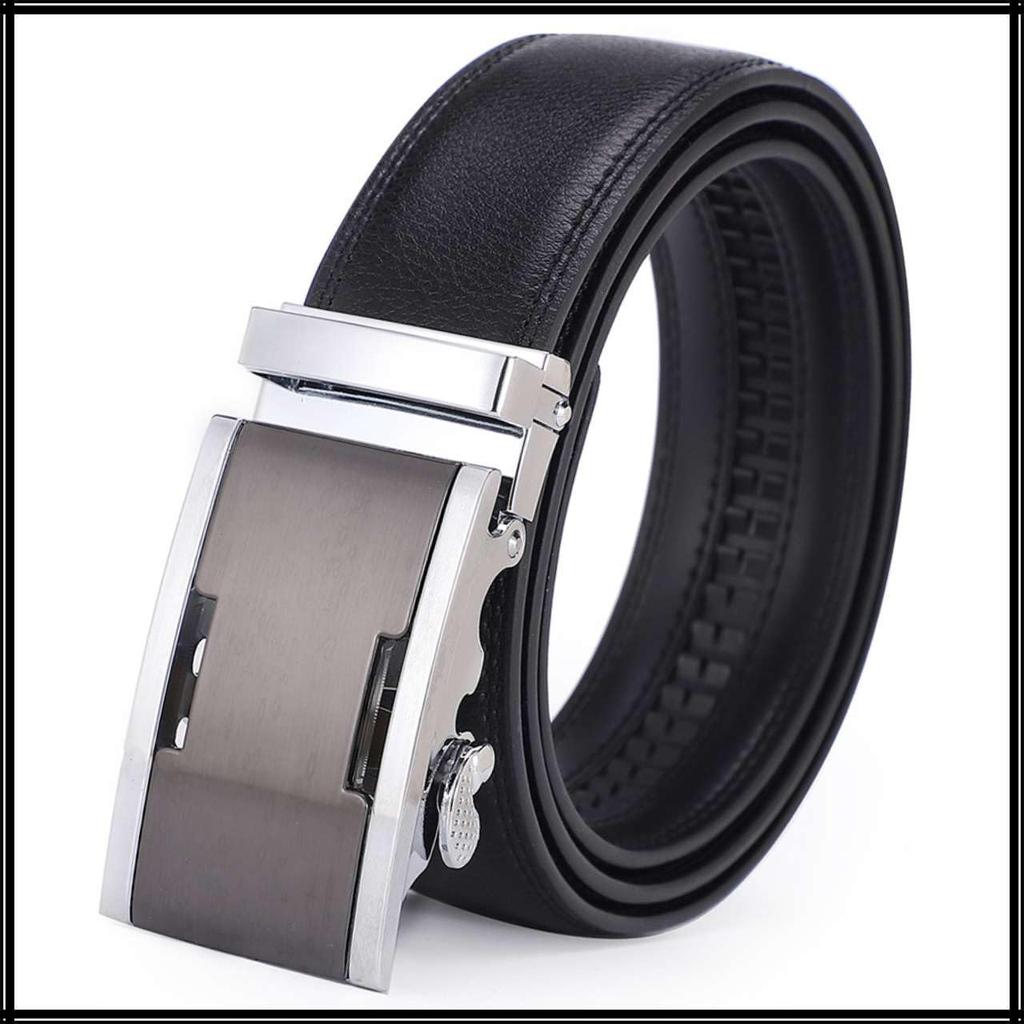[White Fang] Genuine Leather Belt with Metallic Buckle - Stylish Business Belt for Men BT986 (Brown)