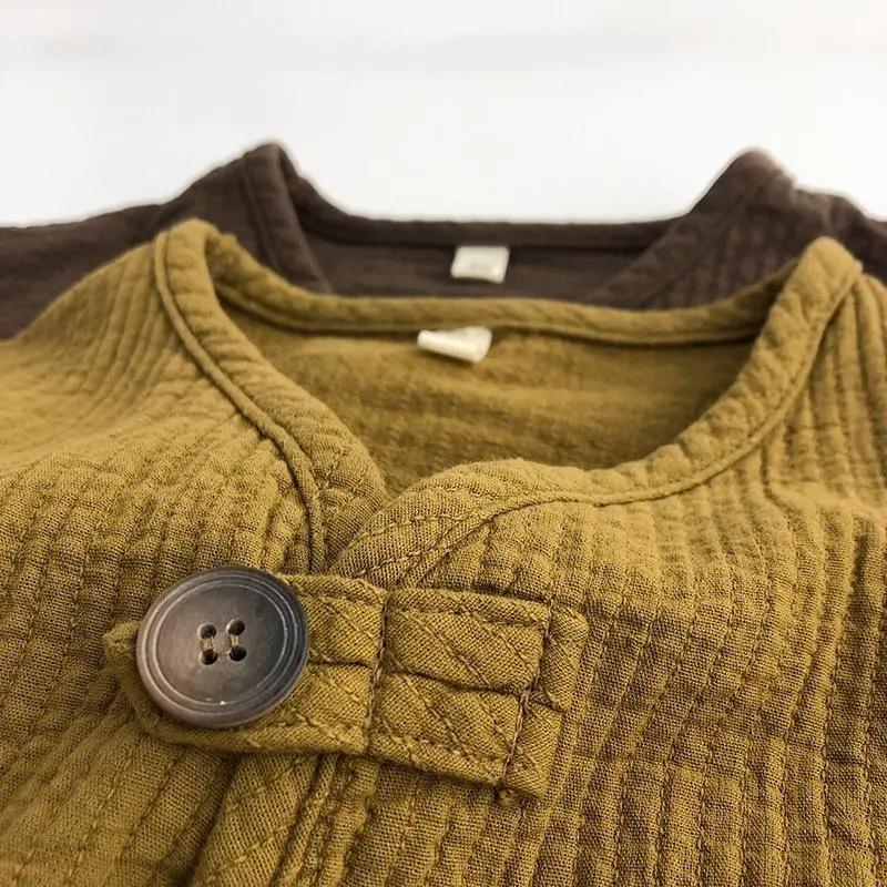 Retro Korean Kids Cotton Linen Cardigan Spring Autumn Unisex Baby Artistic Mori Outerwear