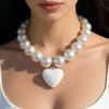 Verstelbare Hartvormige Hanger Ketting Metaal Acryl Ronde Kralen Ketting Voor Vrouwen