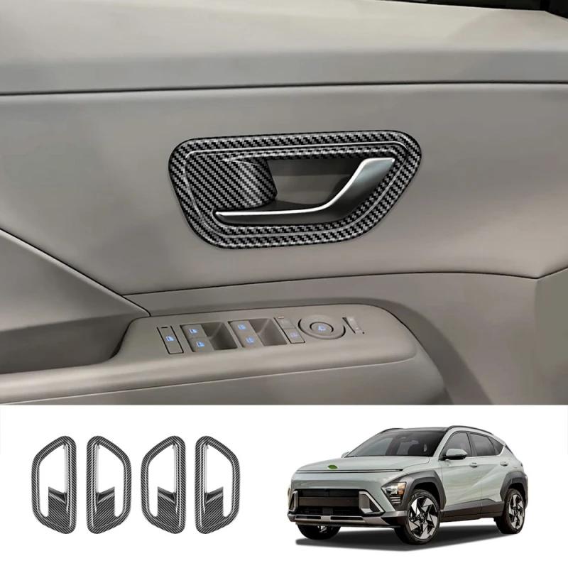 For Hyundai KONA 2024 2025 ABS carbonfiber door handle window lift switch cover center conlose gear box panle air outlet cover