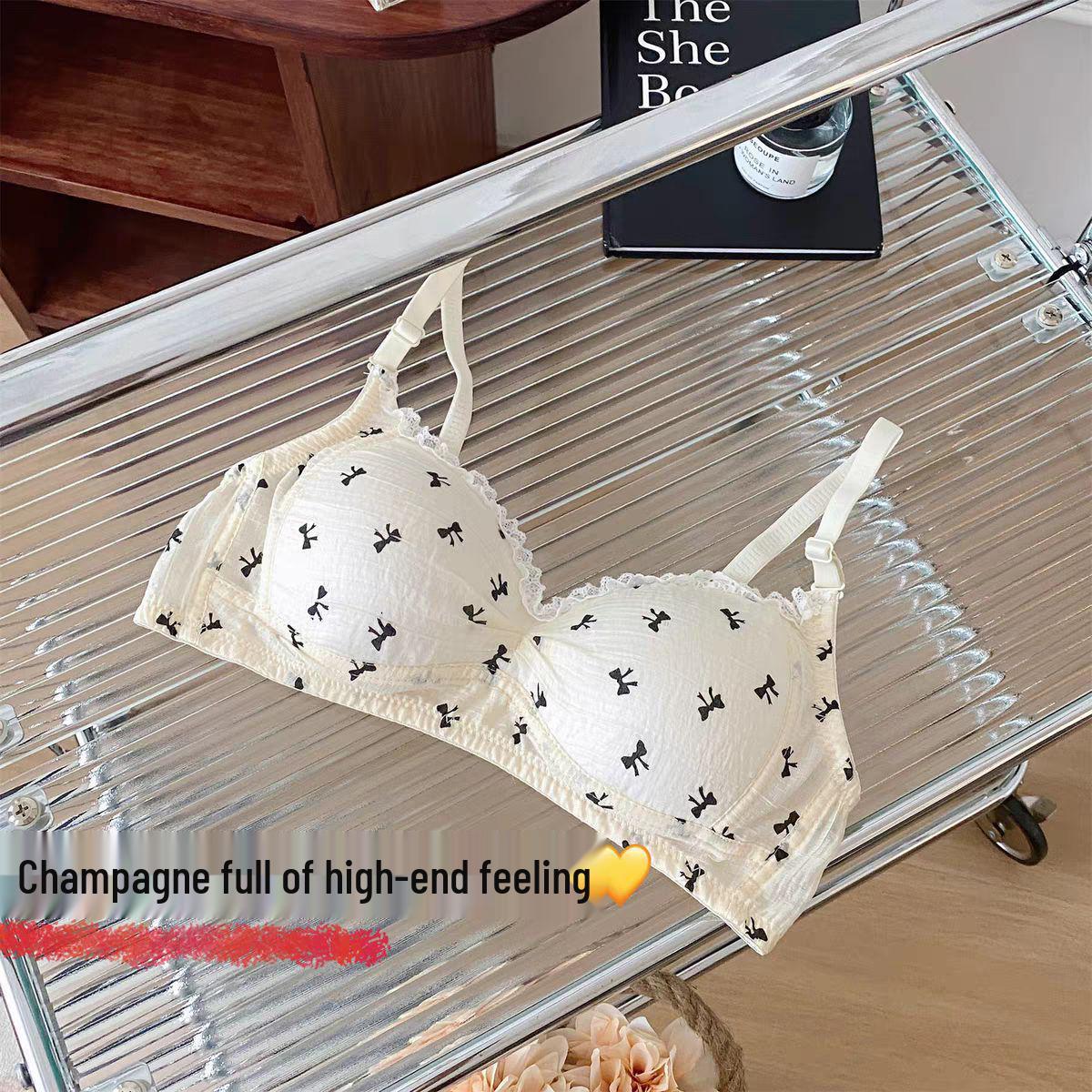 

Бесшовный милый бюстгальтер с бантиком: Удобный, Дышащий, Тонкий крой для маленькой груди и студентов M-34