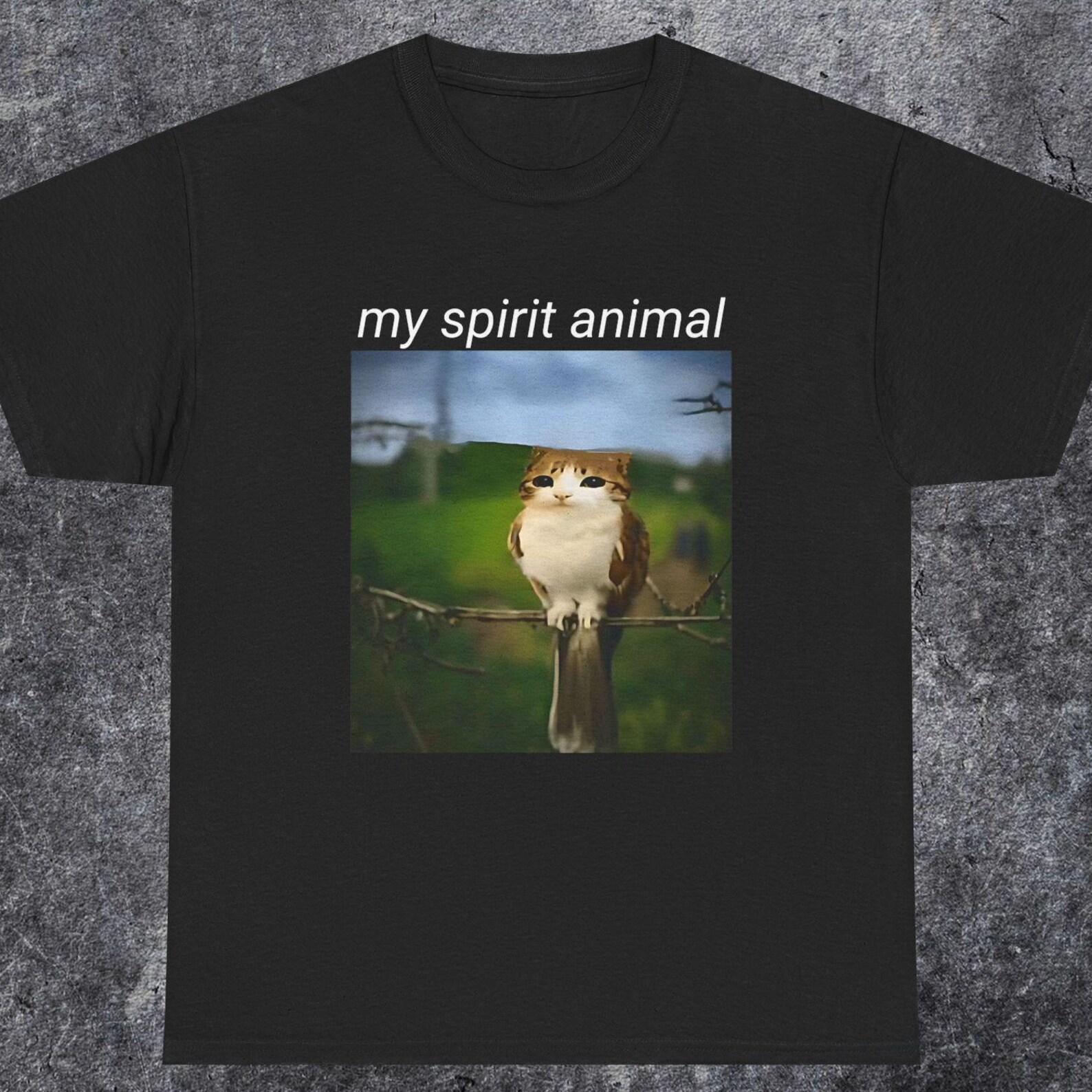 my spirit animal funny cat owl meme, Funny meowl meme shirt, silly cat meme shirt, gift for her, Brainrot meowl meme S