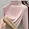 Autumn and winter women's clothing containing wool and silk bottoming shirt women's inner heating fleece warm turtleneck top with fleece and thicker