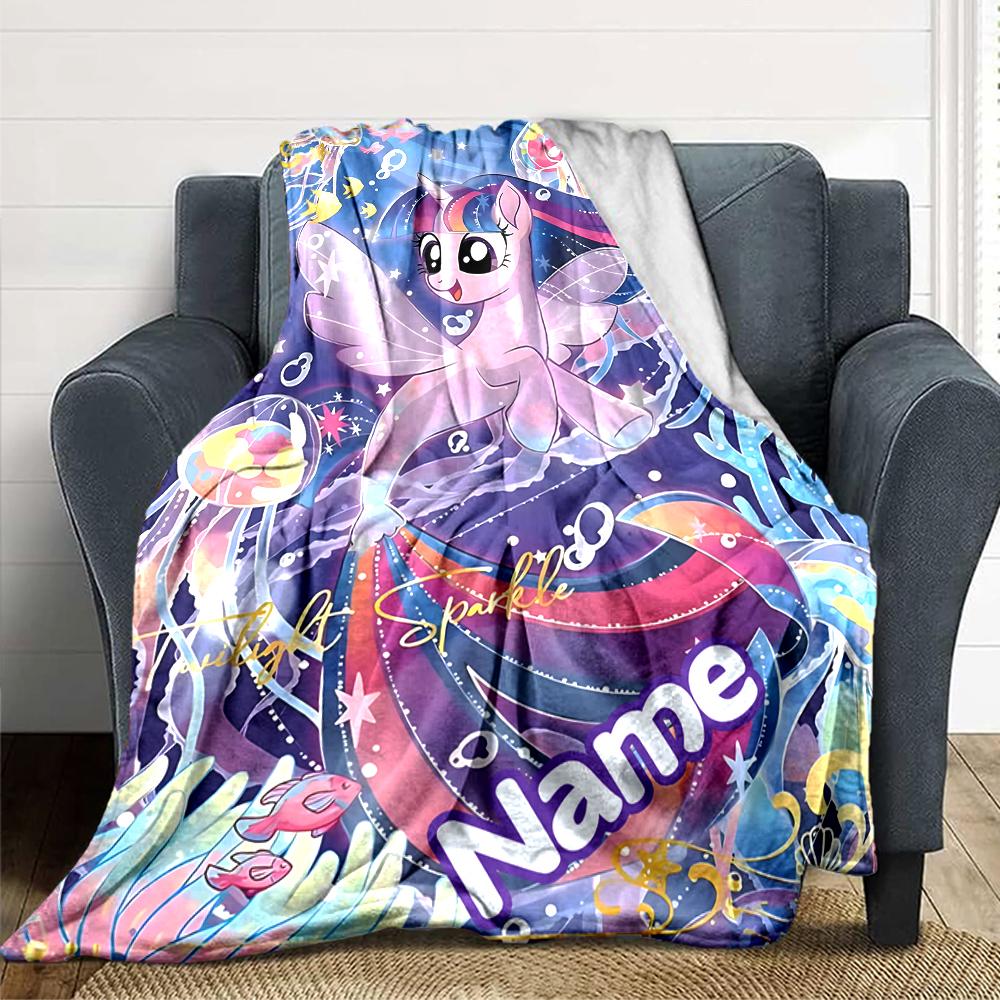Custom Name Rainbow Pony Adventure Party Blanket For Couch Bed Plush Cozy Fuzzy Blanket Super Soft Warm Blankets For Fall And Winter 0916127