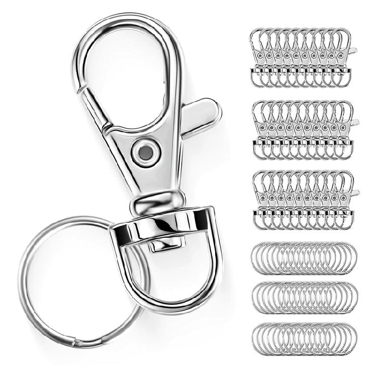 60pcs/set Rotating Buckle Lanyard Snap Hook Revolving Snap Hook Metal Keychain 38mm