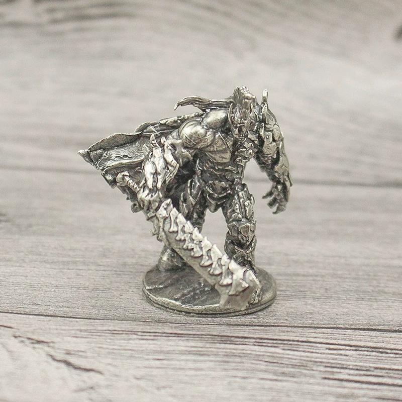 Solid White Copper Tribal Warrior Figurine Retro War Model Desktop Decor Gift for Men