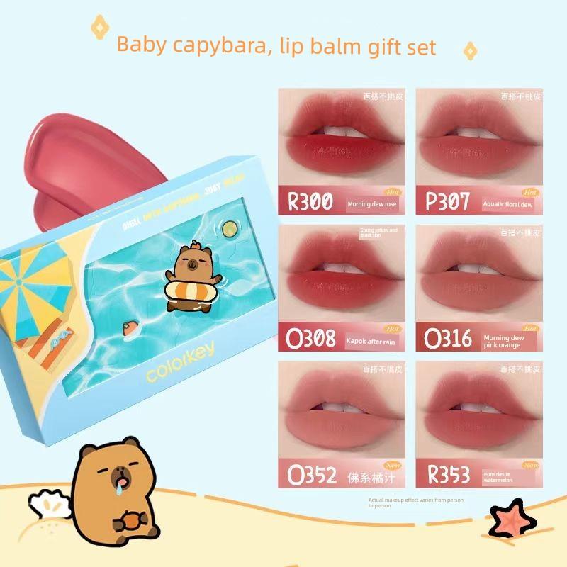 Colorkey Self-Deprecating Bear Lip Gloss Lipstick Gift Set, Non-Stick Cup, Long-Lasting Moisturizing, Daily Makeup