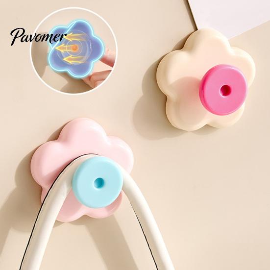 Safety Cabinet Hook Flower Shape Suction Cup Hook, No-Drill Plastic Style Handles, Rotatable Knob Adjustable Buckle for Kitchen Bathroom Lanyard