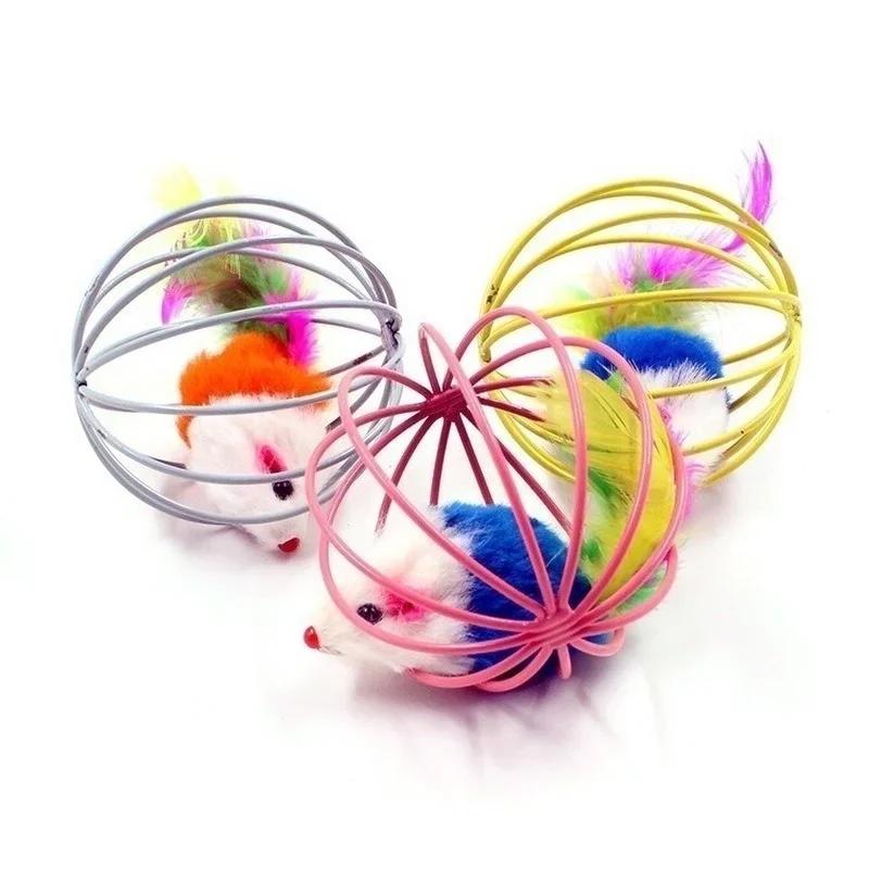 1 Pcs Cage Rat Happy Cat Toy Plush Simulation Color Mouse Fun Cat Ball Fun Cat Fun Fun Pet Supplies