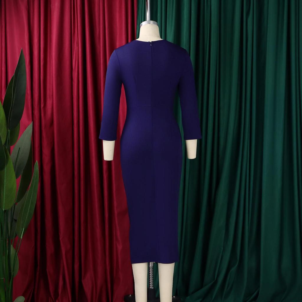 D612 Women's Winter 2025 Elegant Ruffle Bodycon Slit Dress