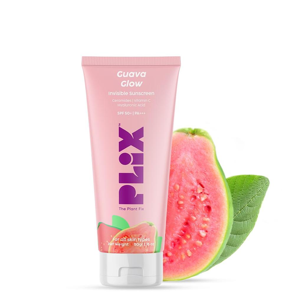 The Plant Fix Plix SPF 50+ Guava Glow Onzichtbaar Zonnebrandmiddel 50g Voor Alle Huidtypen Met Breedspectrum Bescherming