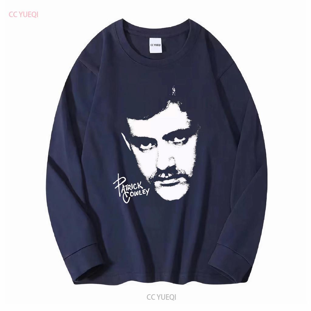 Signaturní tričko Patrick Cowley Černé s dlouhým nebo krátkým rukávem vintage Prané streetwearová móda Prodyšné Ležérní Všestranné Měkké