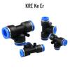 T-Type Pneumatic Hose Quick Connector, Push-in, PE Plastic, Sizes 4-16mm