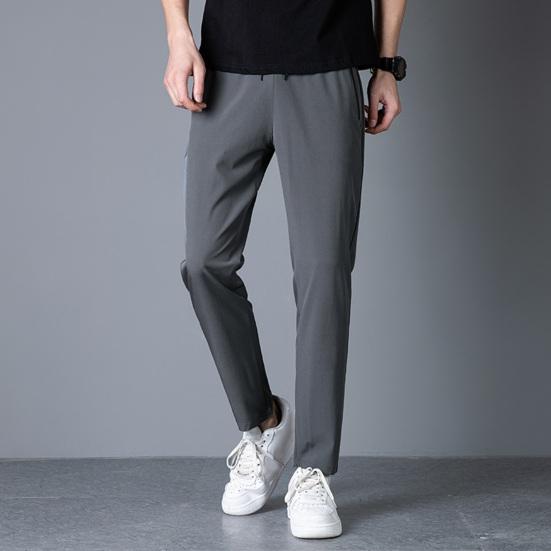 Pantaloni de costum pentru bărbați, largi, elastici, drepti, cu șnur, talie elastică, moale, respirabili, de culoare uni, pentru antrenament de gimnastică, pentru jogging, pantaloni de sport Ninth