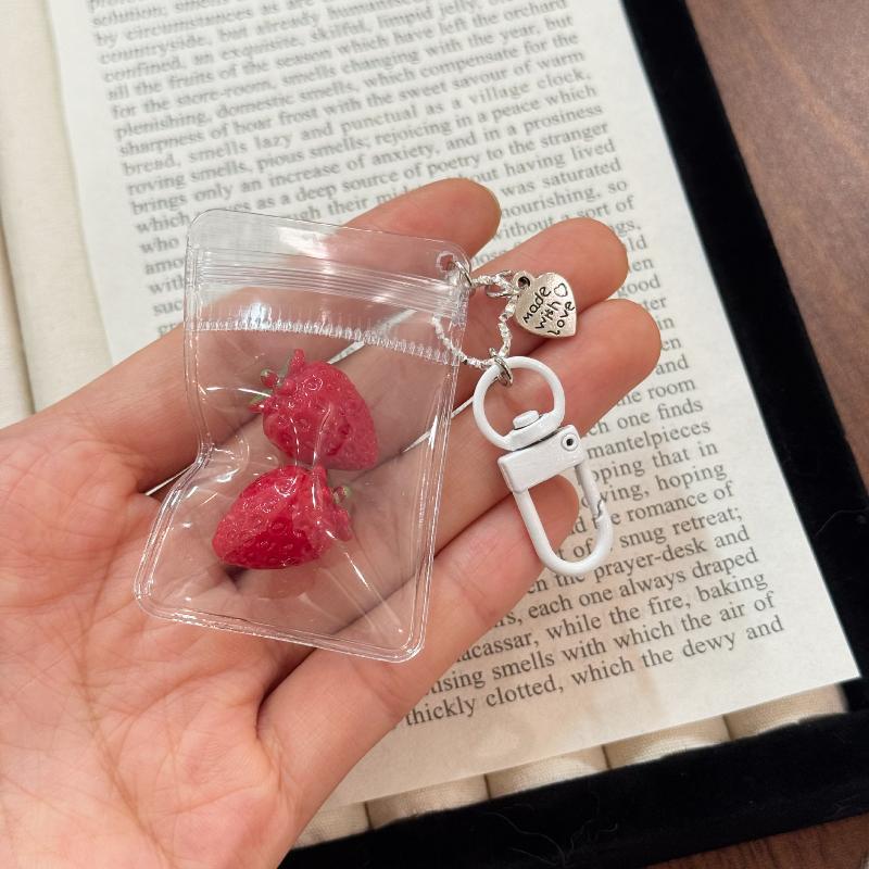 1Pcs Cute Fruit Charm Phone Accessory Attractive Strawberry Pendant Phone Adornment Keychain Accessory For Lovers