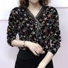 New Autumn Winter Long-sleeved Inner Tops Starfish Print T-shirt V-neck Mesh Bottoming Shirt Women's Thin Section
