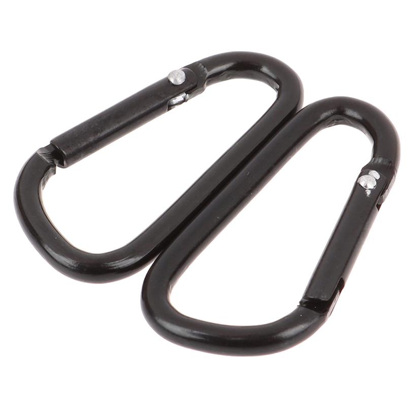 10Pieces Black D Shaped Aluminum Alloy Carabiner Hook Keychain Accessories