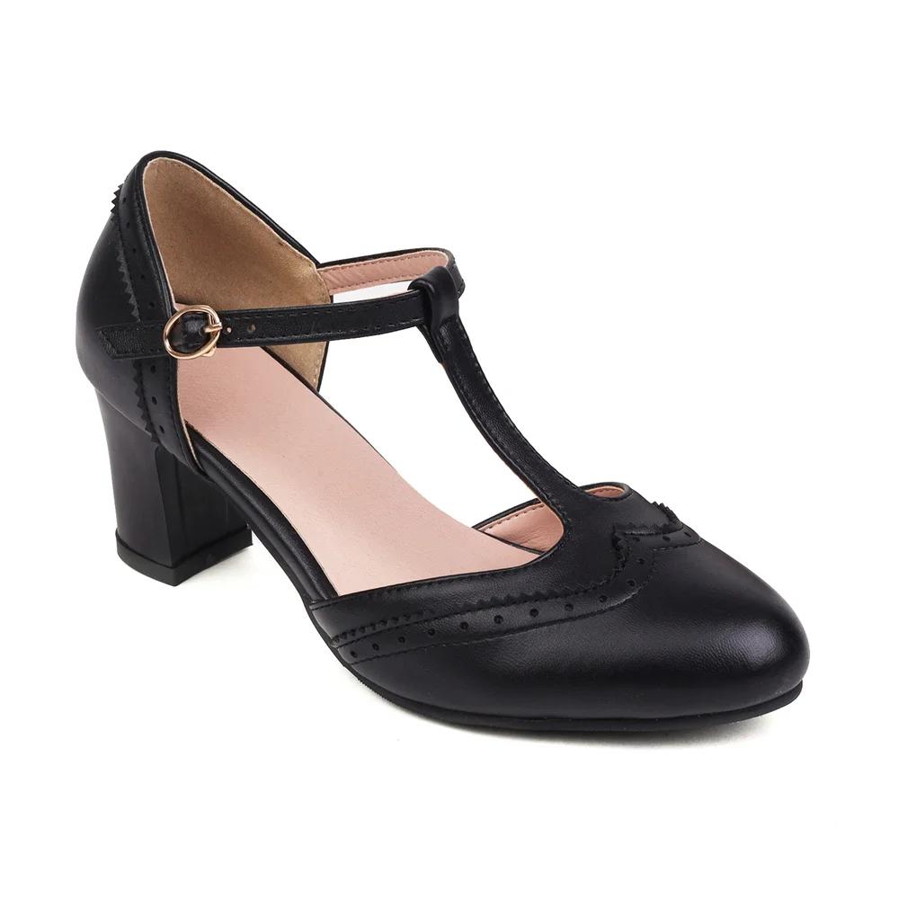 Fashion Lady Fashionable Single Shoes T-Strap Buckle Sweet Blue Pumps 6.5CM Heel High Heels Zapatos Party Wedding Women Mary Janes Shoes
