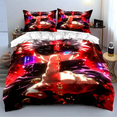 Anime Style Red and Black Bedding Set Bedding Set (1 Duvet Cover, 2 Pillowcases, Duvet Not Included)