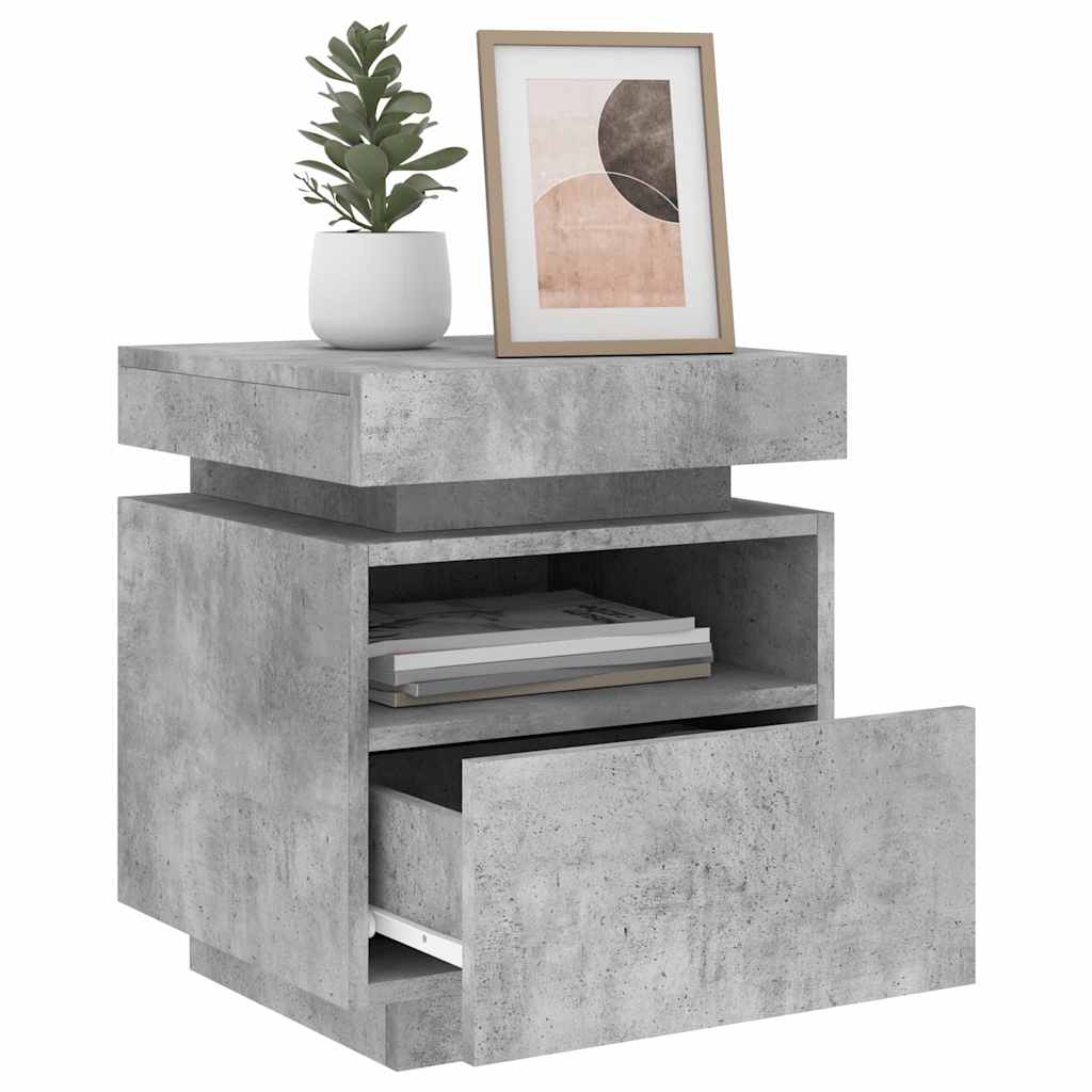 Vidaxl LED Nightstand, Concrete Grey, 40X39X48.5 Cm