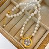 Ancient Coin Series Victory Muse Knotted Pearl Adjustable Necklace Women'S Neck Chain French Retro Versatile Double-Sided Wearable