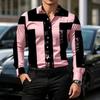 Men's Shirt Color Block Lapel Long Sleeved Shirt Abstract Geometric Print Slim Fit Shirt Light Business Daily Casual