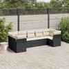 VidaXL Garden Lounge Set 7 Pcs with Cushions Black Wicker 3249955
