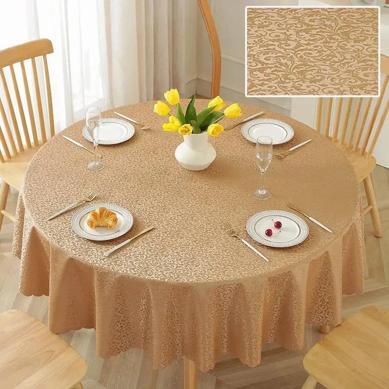 Effen Kleurreliëf Ronde Tafelhoes Waterdicht Oliebestendig Slijtvast PU Antislip Tafelkleed Ronde Eettafel Stofdoek diameter 180cm