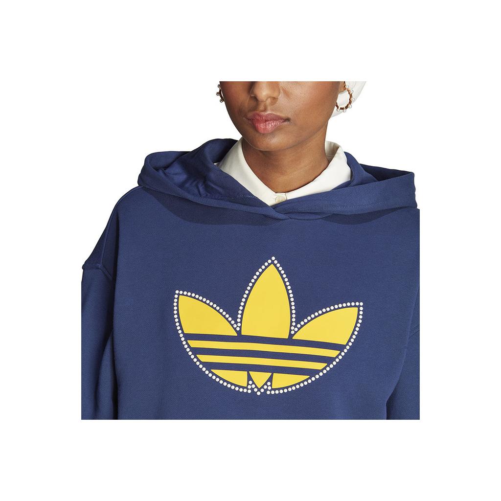 Adidas Originals Pearl Trefoil Boyfriend Hoodie With Logo Print Women Hoodie Navy IL2422