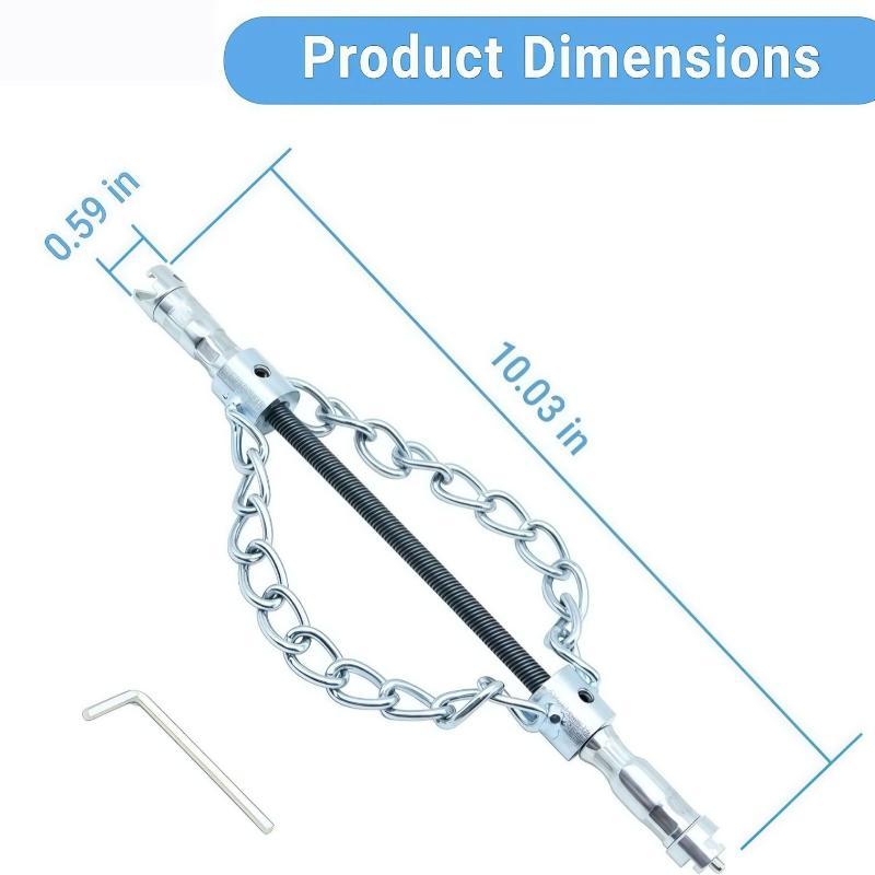 Flex Shaft Sewer Descaling Chain 16MM Dual High Efficiency Metal Chain Pipe Cleaning Tool for School Public Facility Drain Repair