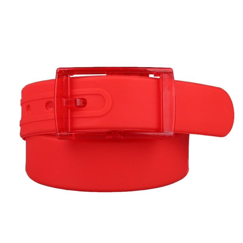 Plain Candy Colors Silicone Rubber Leather Wavy Shape Belt Plastic Buckle Cute Without Metal Belts for Men and Women Waistband