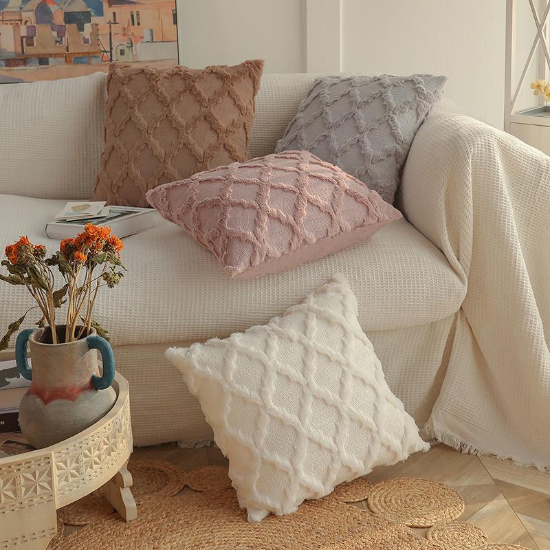 Soft Plush Cushion Cover 45x45cm - Nordic Style Pillowcase for Chair, Couch & Living Room, Stylish Home Decor Essential