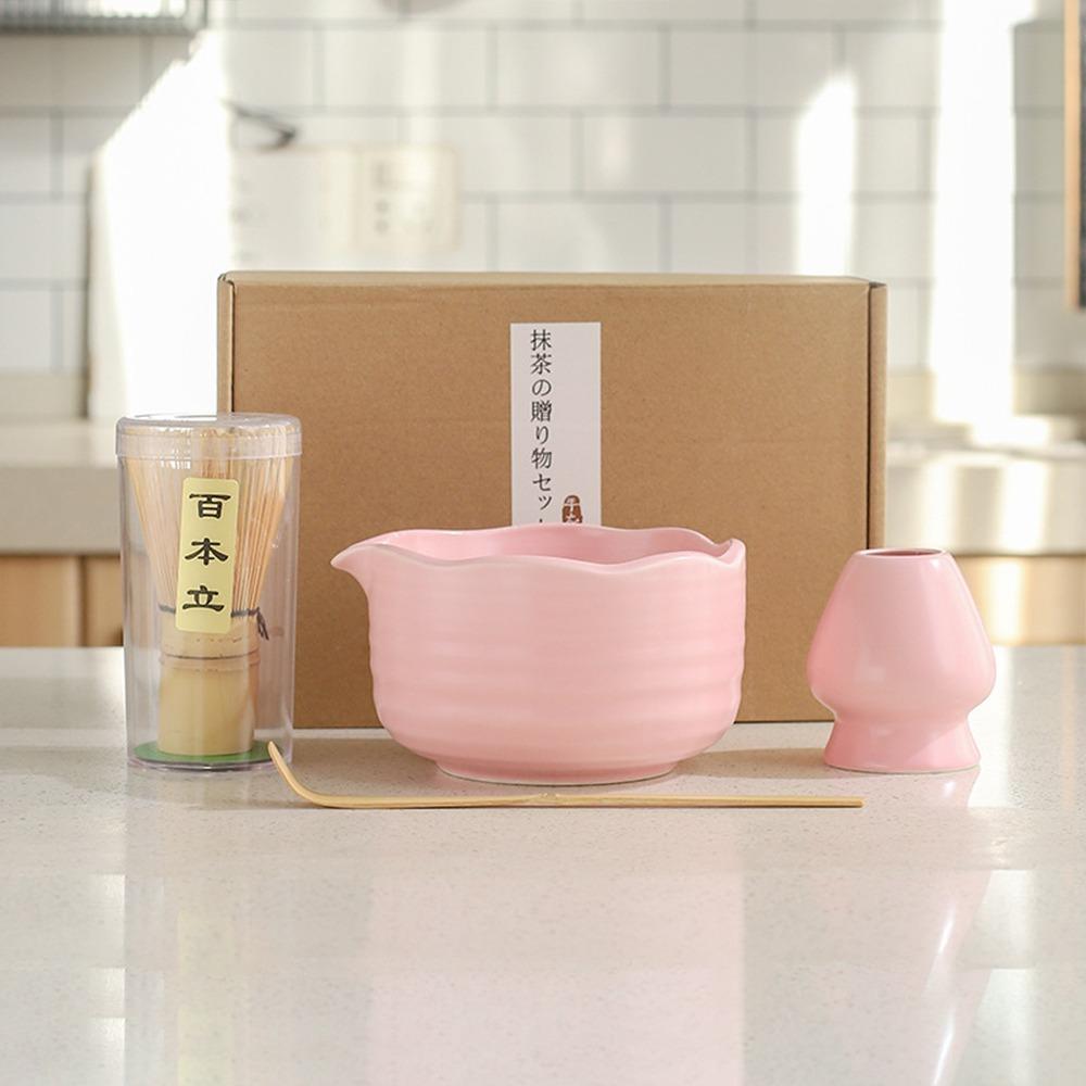 4PCS Bamboo Ceramic Matcha Whisk Reusable Matcha Stirring Brush New Japanese Matcha Tea Set