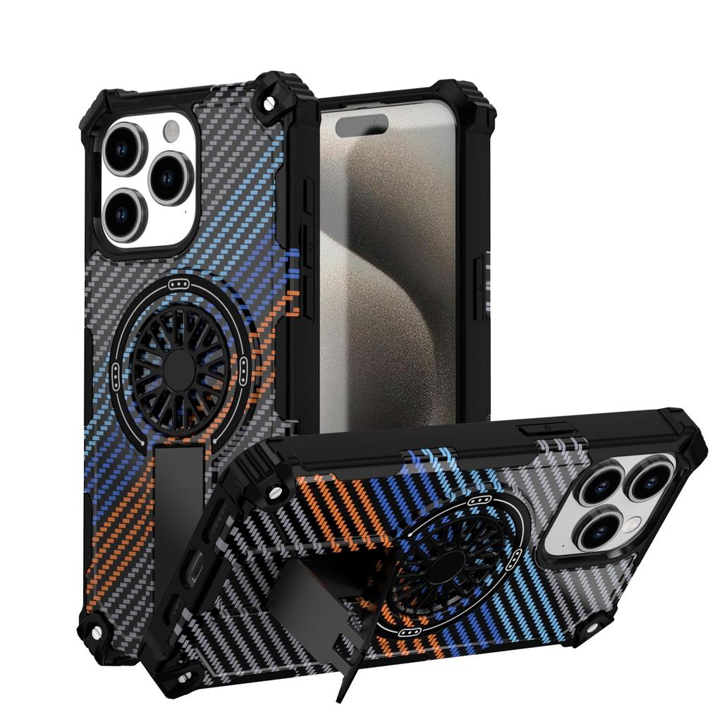 Painting Army Camouflage Carbon Fiber Magnetic Bumper Phone Case With Kickstand For iPhone 17 16 15 Pro Max Samsung S25 S24 A56 Hard Protective Cover
