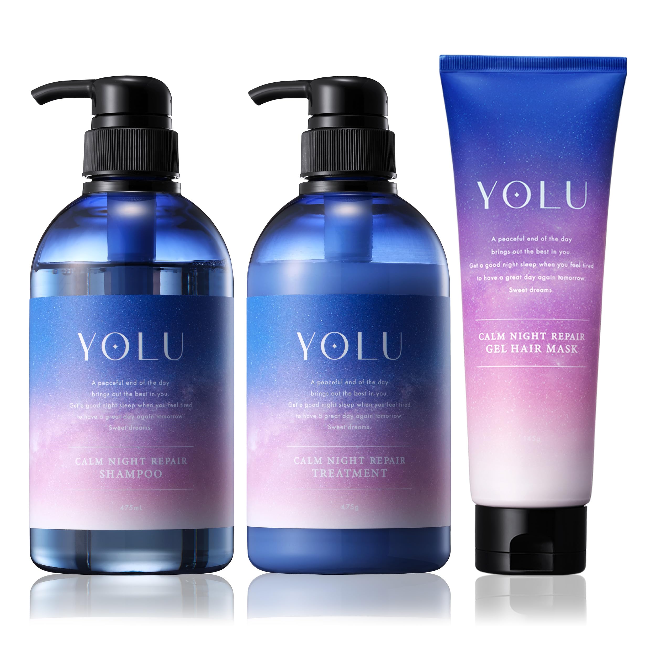 

YOLU Shampoo, Treatment, Hair Mask 3-piece Set [Calm Night Repair] Hair Care Hair Treatment Rinse-off Hair Pack