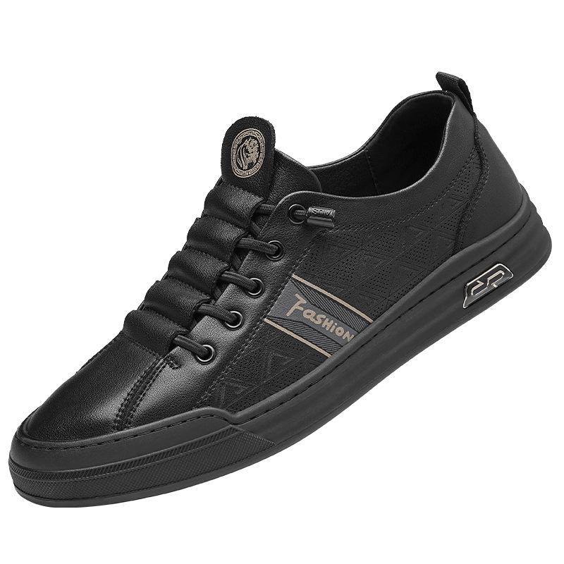 

Мужская обувь 2025 новая летняя дышащая универсальная спортивная обувь для скейтборда мужская повседневная кожаная обувь на одной педали белая обувь 44 чёрный