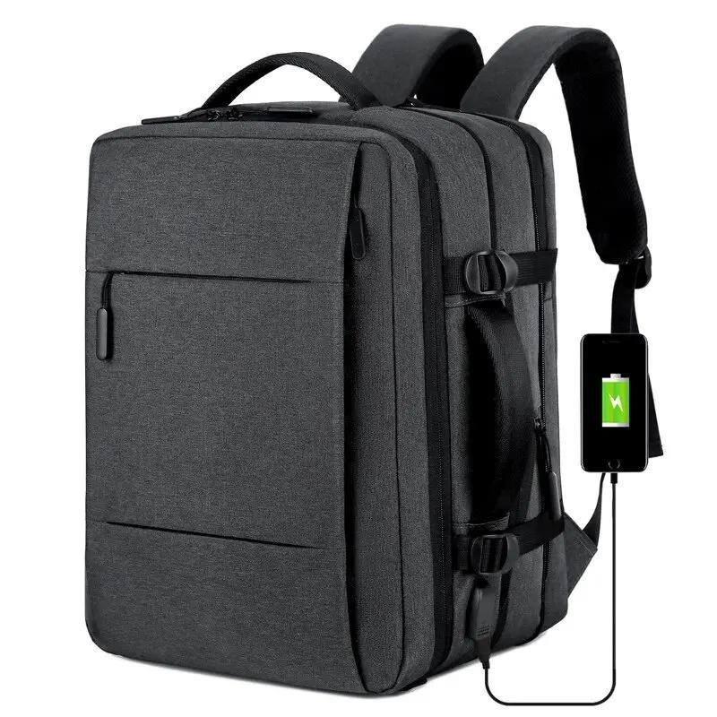 Klassischer Reiserucksack für Herren, Business-Rucksack, Schule, erweiterbare USB-Tasche, große Kapazität, Laptop, wasserdicht, modischer Rucksack