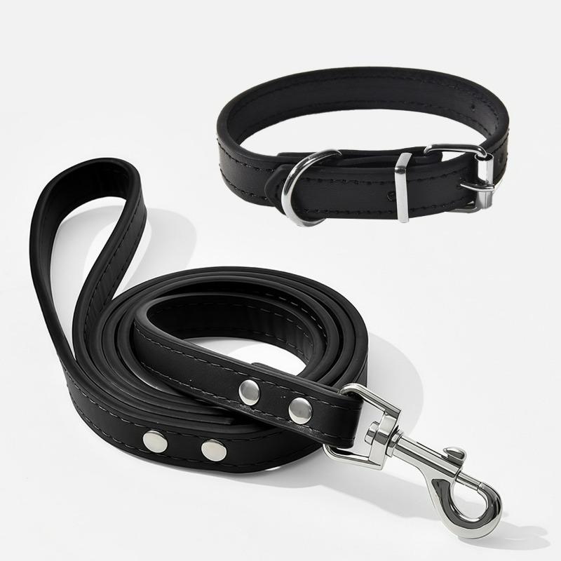 Pet Collar Large Dog Chain Waterproof and Wear-resistant Dog Cat Collar PU Leather Medium and Small Dog Bell Collar