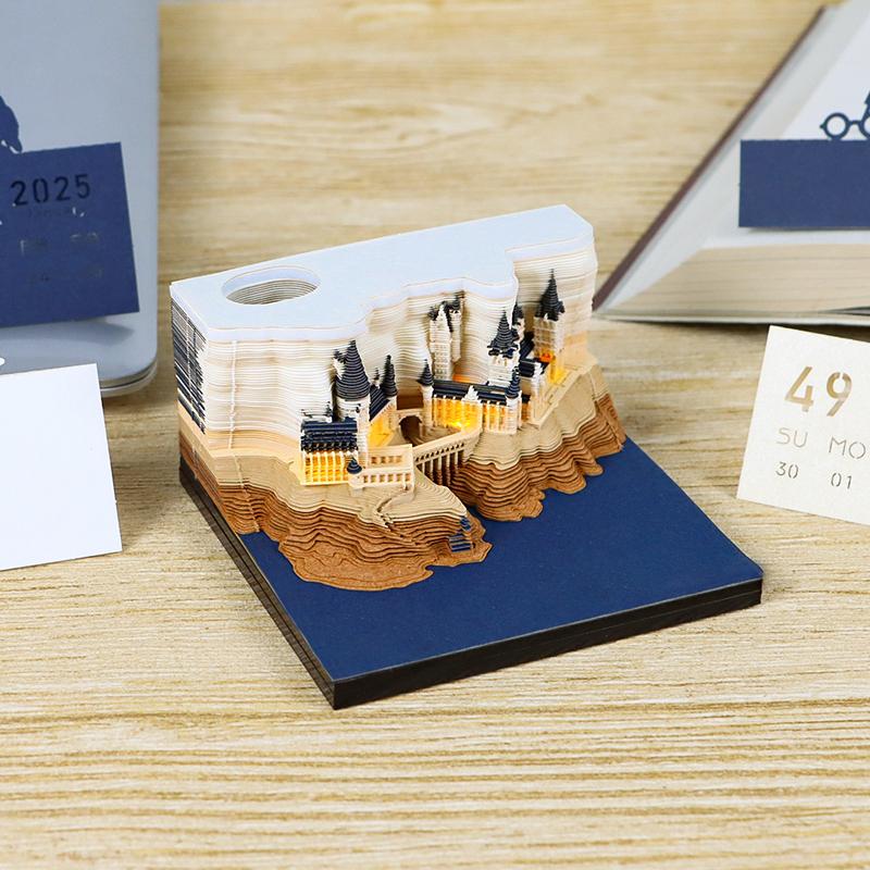 2027 Best Selling 3D Memo Pad Calendar Building Block Decoration Crafts Non-Adhesive Note Cube Notepad Memo Pad With Pen Holder
