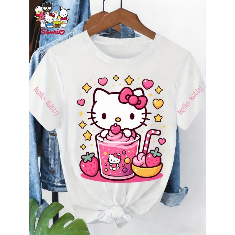 Sanrio Spring and Summer Casual Cute Round Neck Short Sleeve Print S