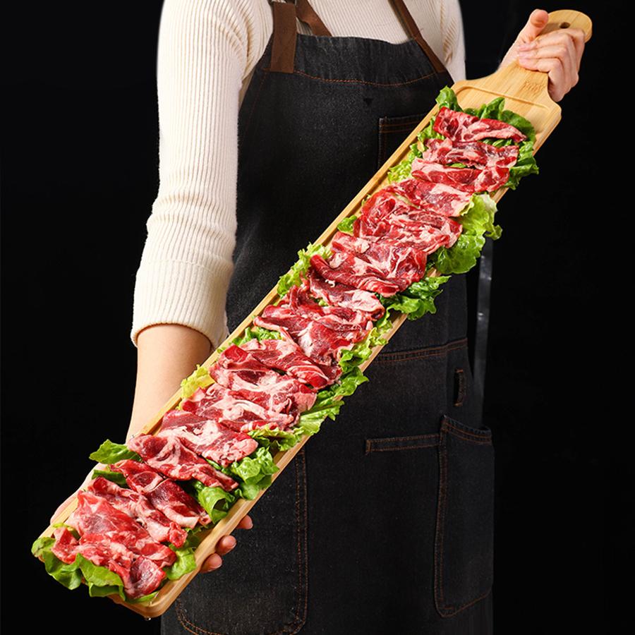 Wooden Serving Board With Handle for Kitchen Long Wooden Plate Fat Beef and Lamb Roll Tray Serving Plates Appetizer Wood Plates