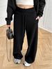 Women's High-Waisted Wide-Leg Fleece-Lined Sweatpants: Autumn/Spring Slimming, Loose, Casual American Style with Drawstring.
